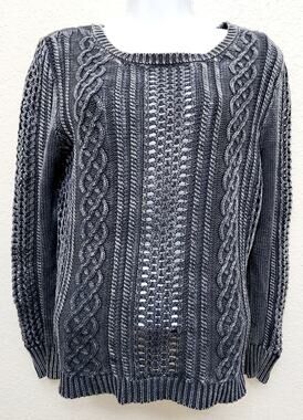 Volcom Gray Faded Cable Knit Long Sleeve Sweater XS Long Sleeves Stretch Soft